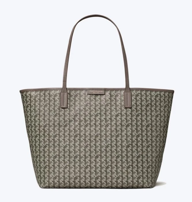商品Tory Burch| 【预售7月底左右发货】汤丽柏琦复古花纹涂层帆布单肩字母托特包中号（香港仓发货）,价格¥2372,第1张图片
