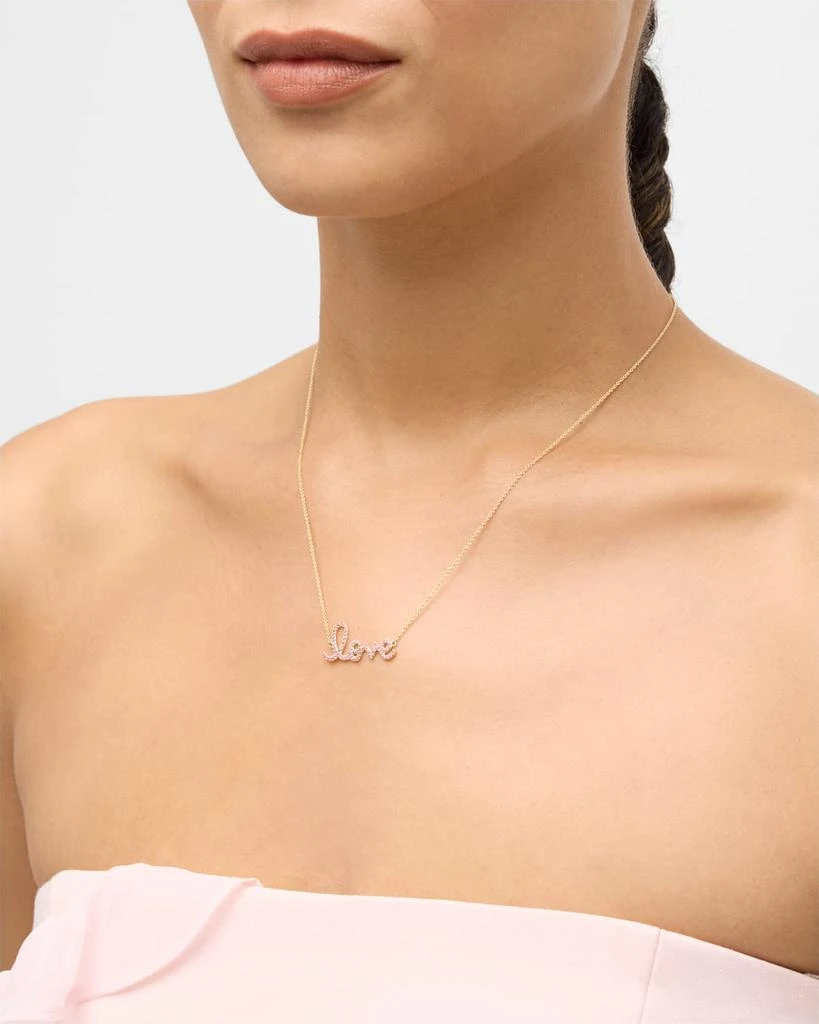 商品Sydney Evan|14K Gold Medium Love Script Pink Sapphire Necklace,价格¥12586,第2张图片详细描述