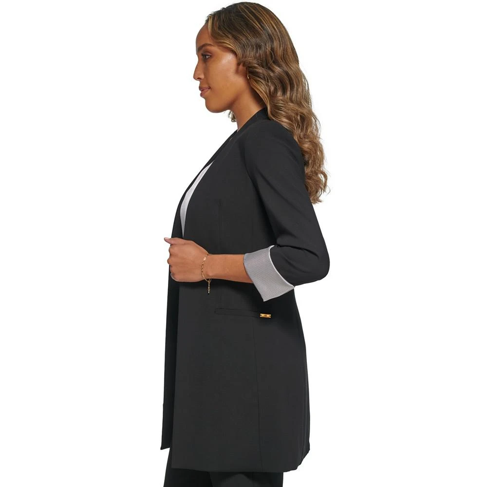 商品Calvin Klein|Women's Roll Sleeve Open Front Blazer, Regular and Petite Sizes,价格¥1095,第3张图片详细描述