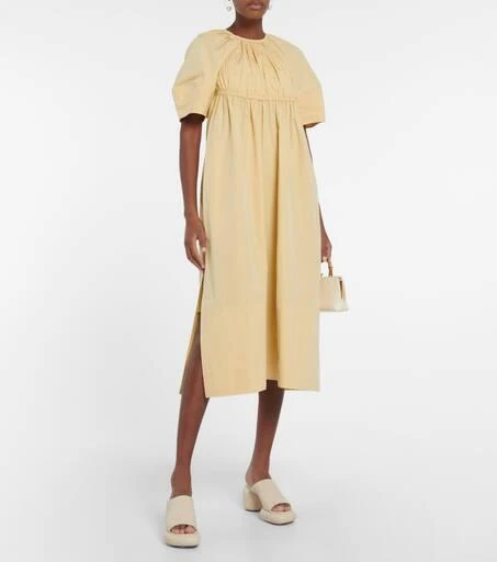 商品Jil Sander|缩褶棉质中长连衣裙,价格¥9737,第2张图片详细描述