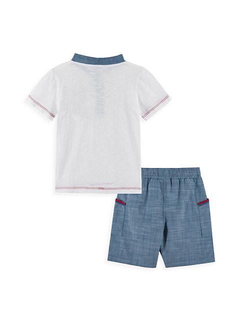 Little Boy's 2-Piece Henley Top & Shorts Set商品第2张图片规格展示