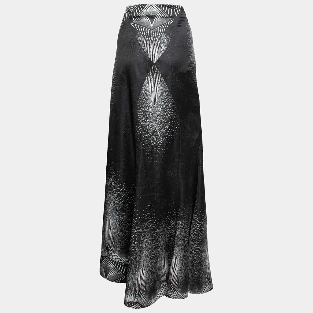 商品[二手商品] Just Cavalli|Just Cavalli Black Printed Lurex Satin Maxi Skirt L,价格¥1026,第2张图片详细描述