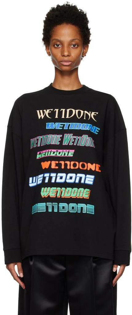 商品We11done|Black Multi Long Sleeve T-Shirt,价格¥1127,第1张图片