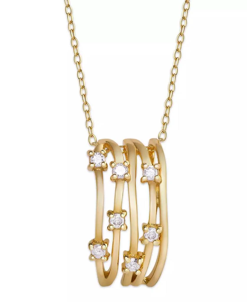 商品Macy's|Diamond 1/4 ct. t.w. Multi Row Pendant Necklace in 14K Gold over Sterling Silver,价格¥3029,第1张图片