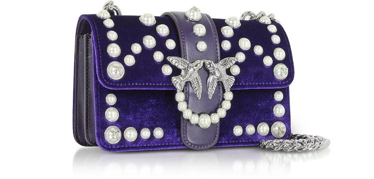 商品PINKO|Pinko Mini Love天鹅绒珍珠手包,价格¥1904,第2张图片详细描述
