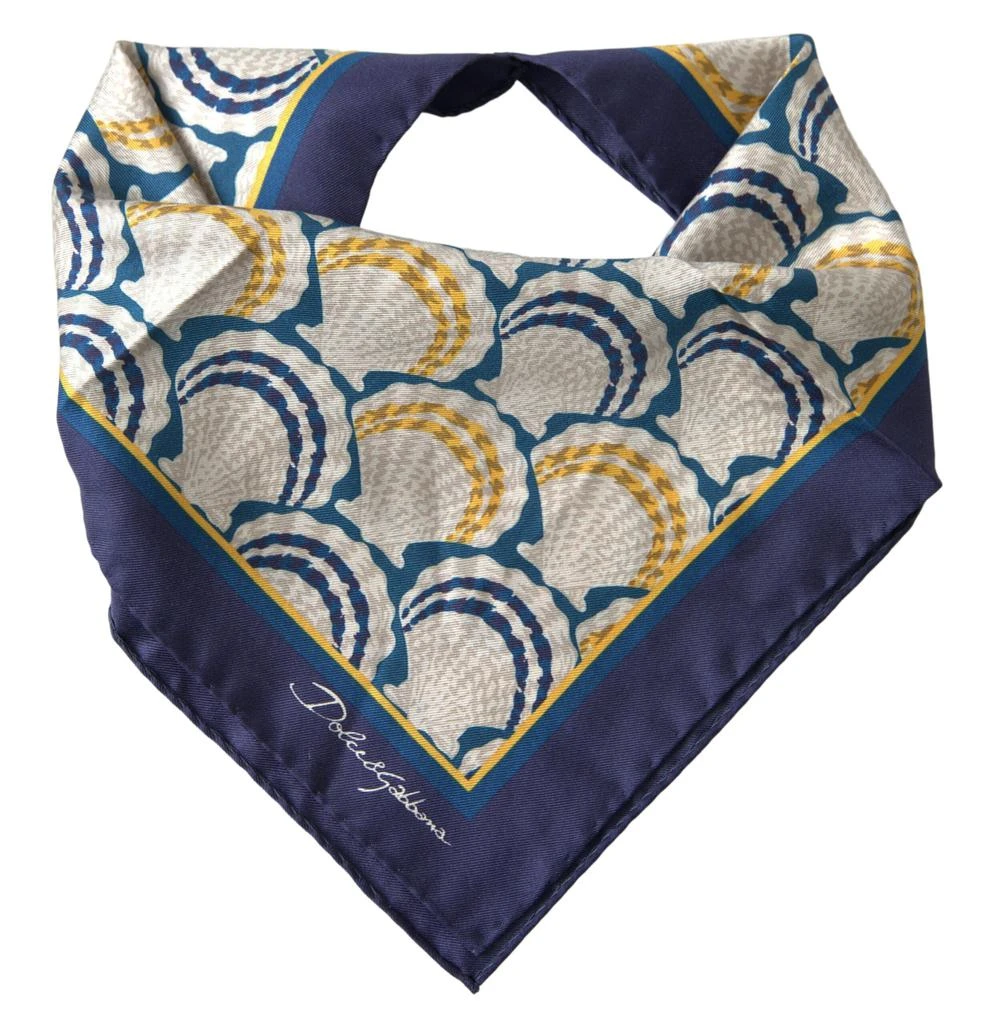 商品Dolce & Gabbana|Dolce & Gabbana Multicolor Shell Silk Square Handkerchief Scarf,价格¥585,第2张图片详细描述