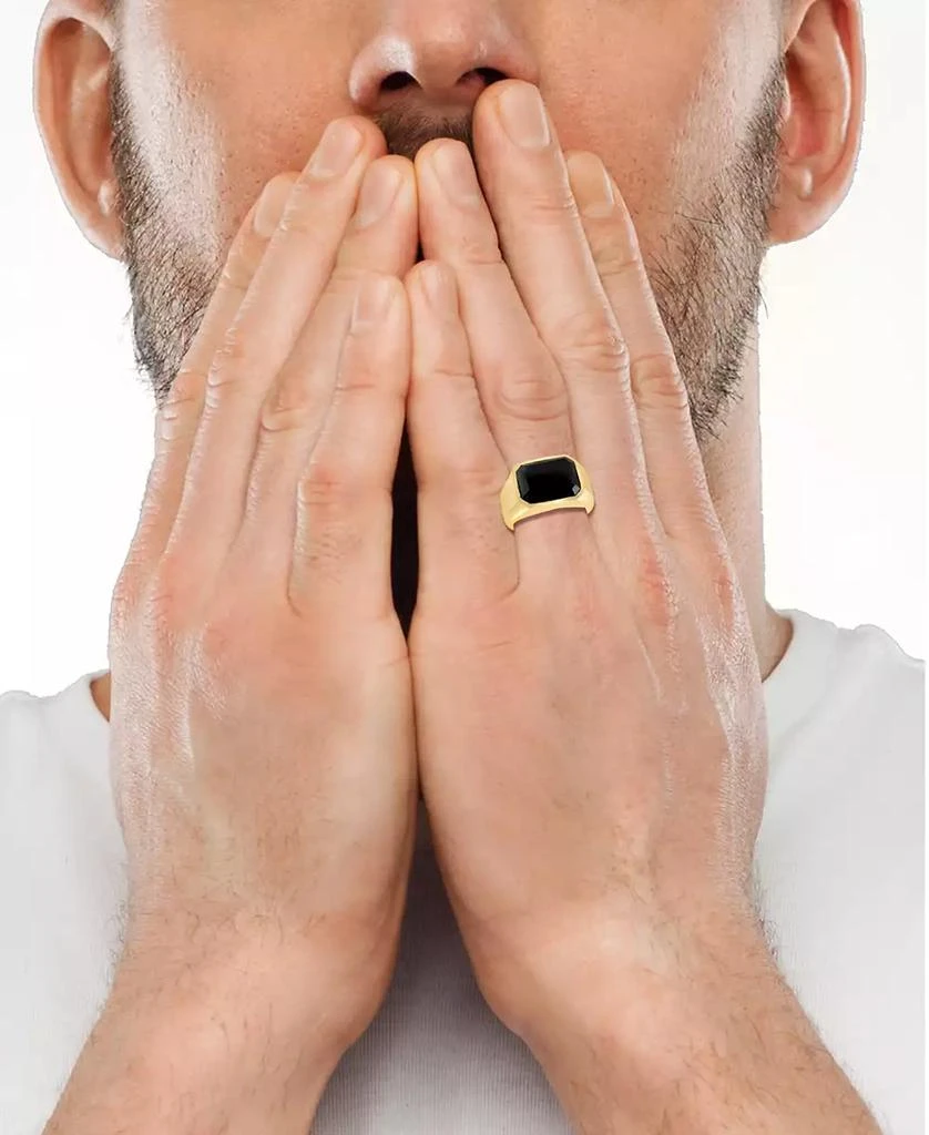 商品Effy|EFFY® Men's Onyx Ring in 14k Gold-Plated Sterling Silver,价格¥1463,第2张图片详细描述