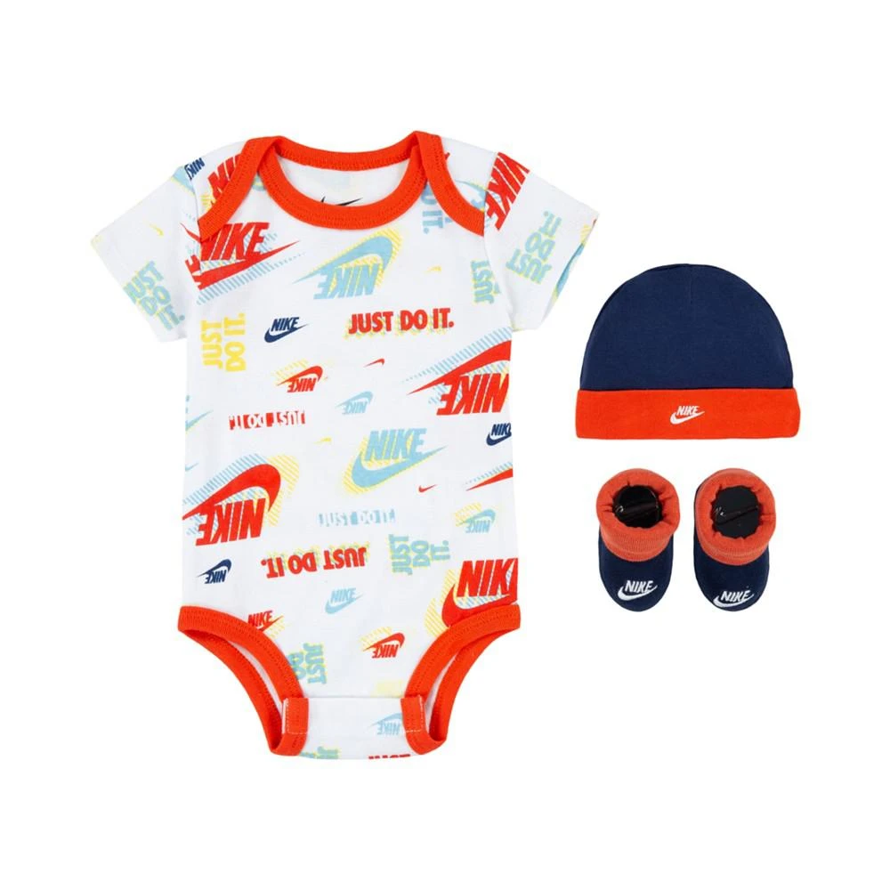 商品NIKE|Baby Boys or Girls All-Over Print Bodysuit, Hat and Booties Gift Box Set, 3-Piece,价格¥167,第1张图片