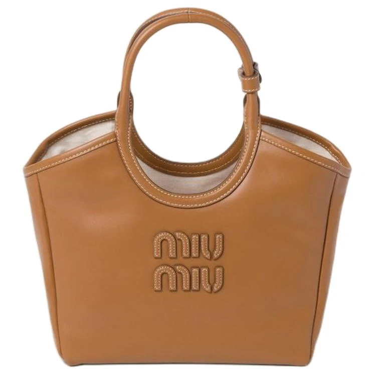 商品[国内直发] Miu Miu|缪缪 IVY 可拆卸可调节肩带刻字徽标 皮革 单肩斜挎手提包 女款 棕色,价格¥16943,第1张图片