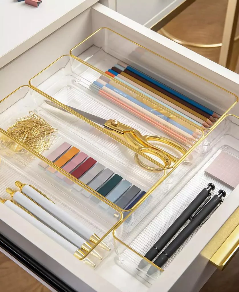 Kerry 6 Piece Plastic Stackable Office Desk Drawer Organizers, 12" x 3" 商品