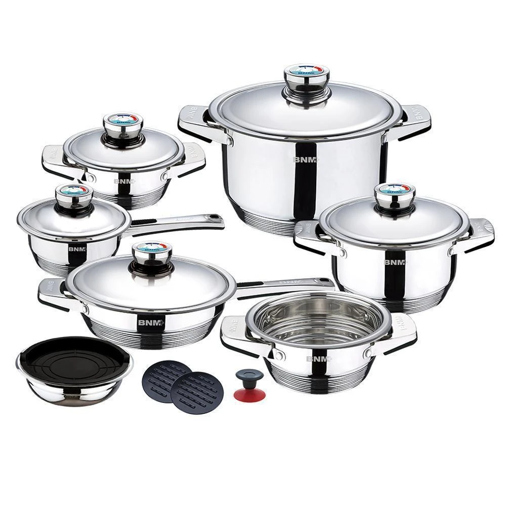 商品Berlinger Haus|17-Piece Wide edge Stainless Steel Cookware Set,价格¥1778,第1张图片