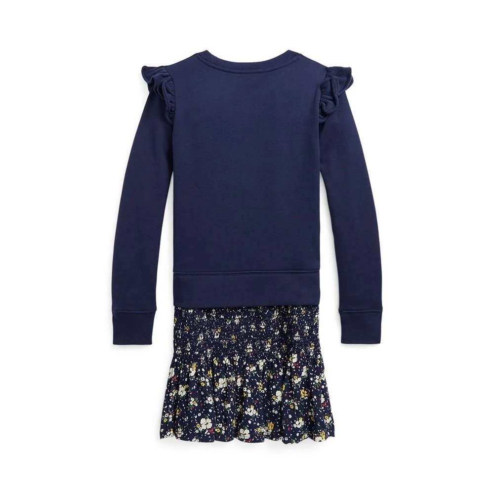 商品Ralph Lauren|Little Girls Long Sleeves Floral Fleece Sweatshirt Dress,价格¥405,第2张图片详细描述