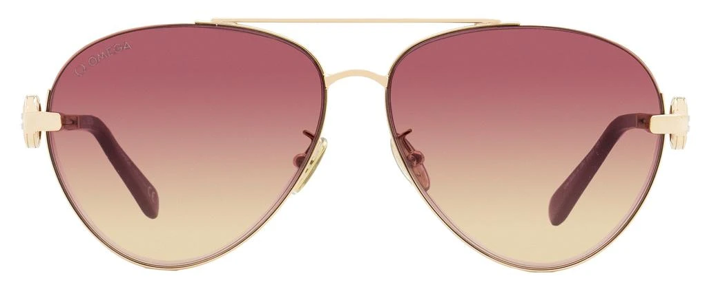 商品Omega|Omega Women's Pilot Sunglasses OM0031H 28U Gold/Bordeaux 61mm,价格¥1171,第2张图片详细描述