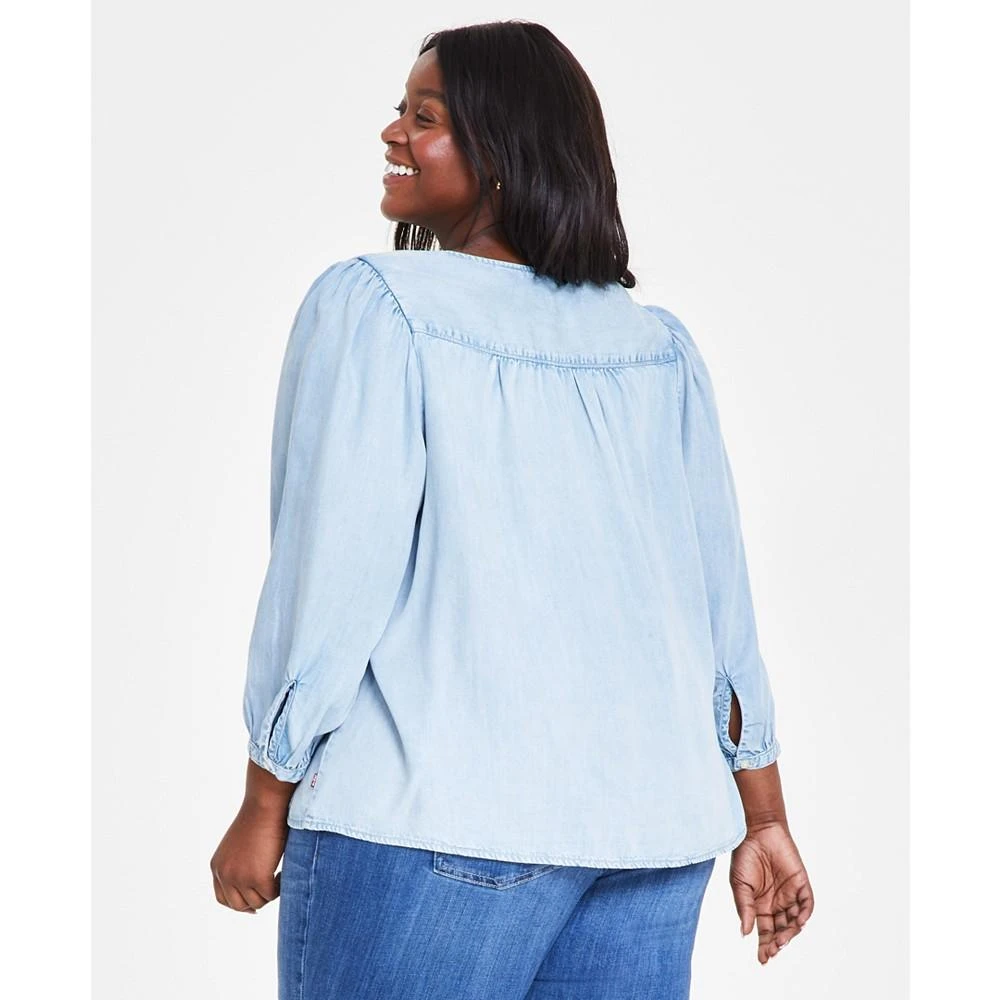 商品Levi's|Plus Size Halsey 3/4-Sleeve Button-Front Blouse,价格¥268,第2张图片详细描述