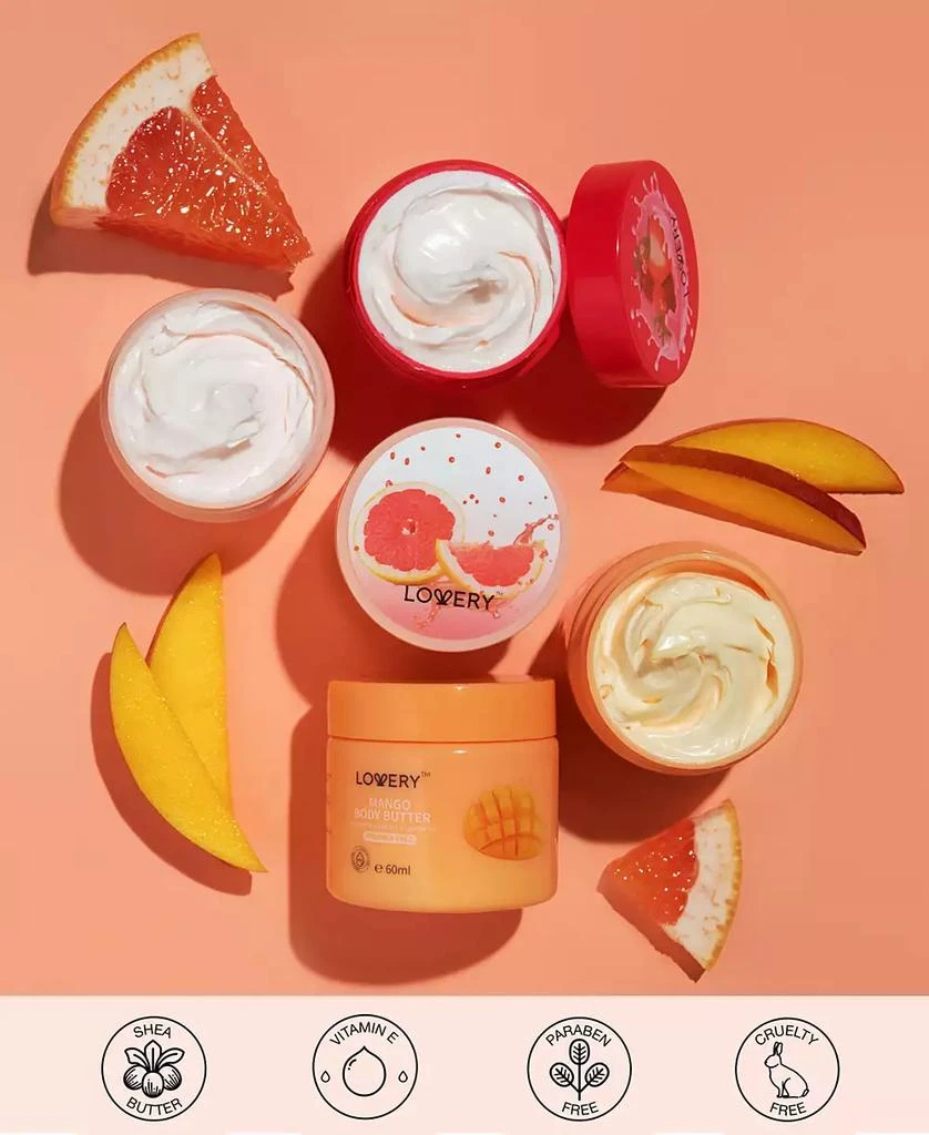 商品Lovery|Pink Grapefruit, Mango, Strawberry Scented Whipped Body Butter, 3-Pack Body Care Gift Set,价格¥141,第3张图片详细描述