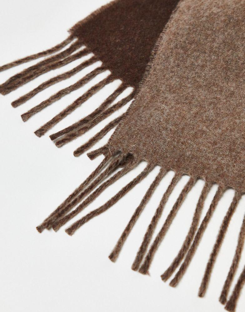 Polo Ralph Lauren wool mix reversible scarf in tan/brown with pony logo商品第2张图片规格展示