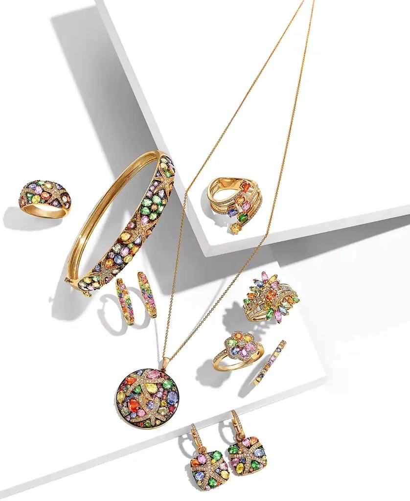 商品Effy|EFFY® Multicolor Sapphire (7-5/8 ct. t.w.) and Diamond (1/4 ct. t.w.) Starfish Bangle in 14k Gold, Created for Macy's,价格¥40499,第4张图片详细描述
