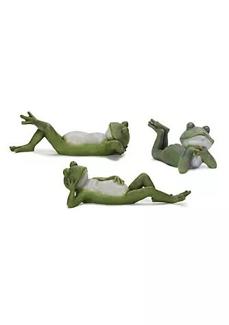 商品Contemporary Home Living|Home Living Set Of 3 Green And White Posing Frog Figurines 14.75%E2%80%9D,价格¥1132,第1张图片