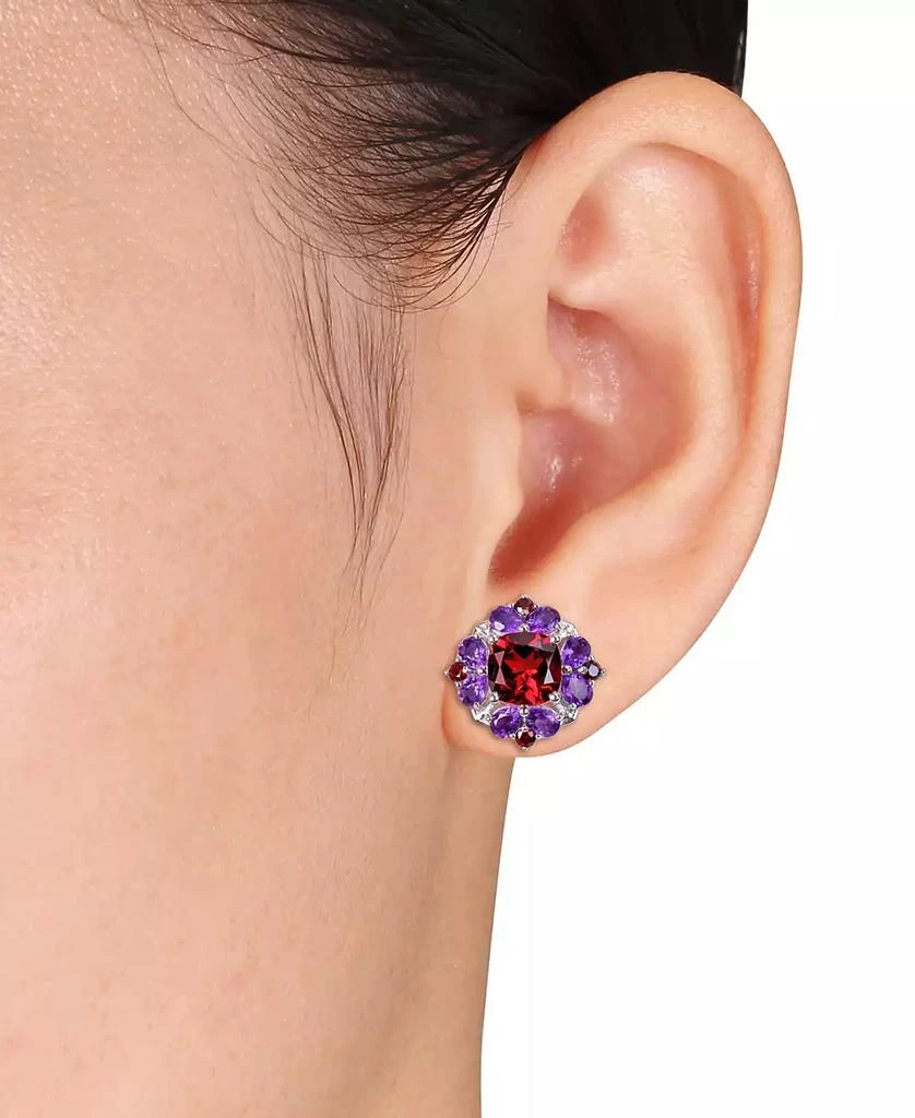 商品Macy's|2-Pc. Set Garnet (9-7/8 ct. t.w.) & Amethyst (3-1/3 ct. t.w.) Halo Pendant Necklace & Matching Stud Earrings in Sterling Silver,价格¥2618,第2张图片详细描述