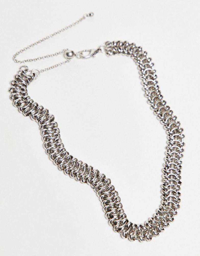Reclaimed Vintage unisex ultimate chunky chain necklace in silver商品第4张图片规格展示