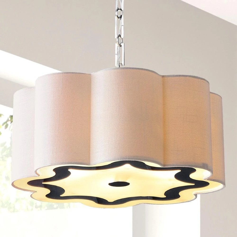 商品JONATHAN Y|Coquille 4-Light 20" Adjustable Scalloped Shade Metal LED Pendant,价格¥1819,第1张图片