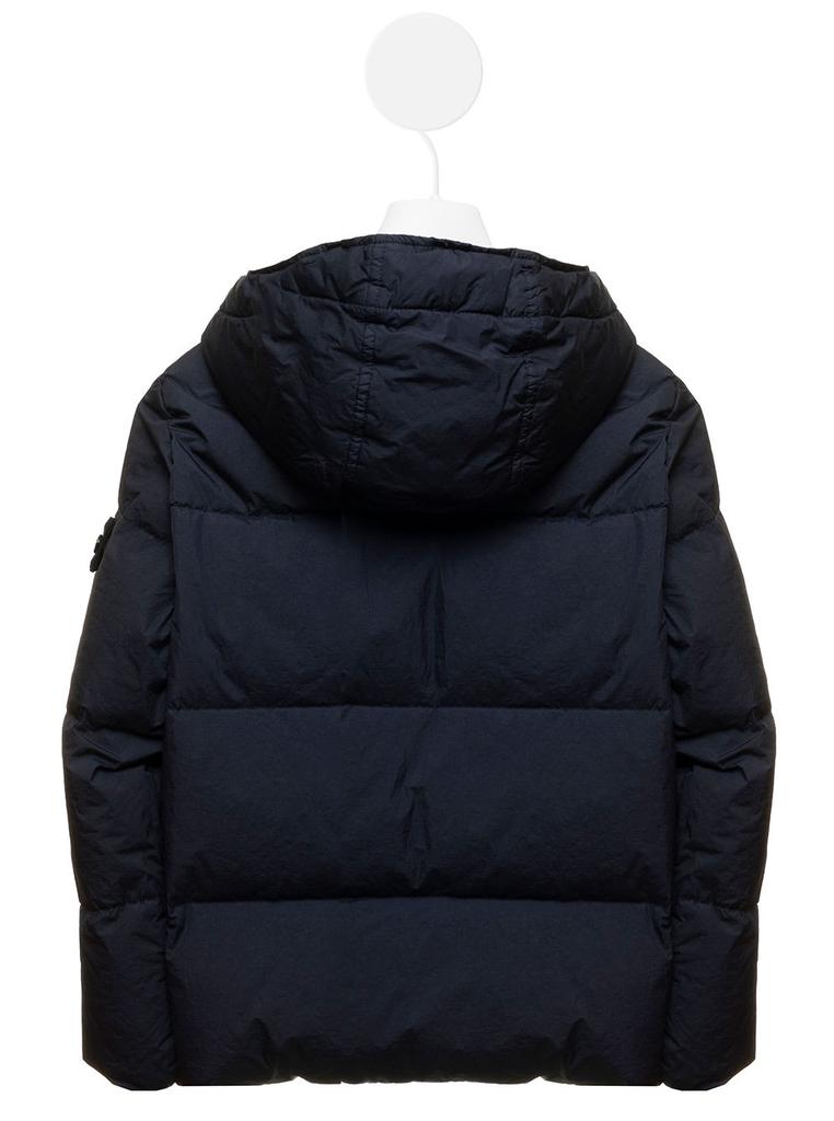 Stone Island Junior Blue Quilted Nylon Down Jacket With Logo Stone Island Kids Boy商品第2张图片规格展示