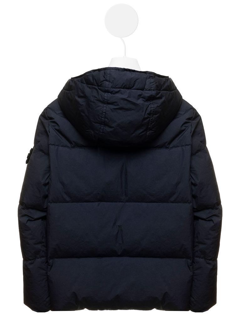 商品Stone Island Junior|Stone Island Junior Blue Quilted Nylon Down Jacket With Logo Stone Island Kids Boy,价格¥3196,第4张图片详细描述