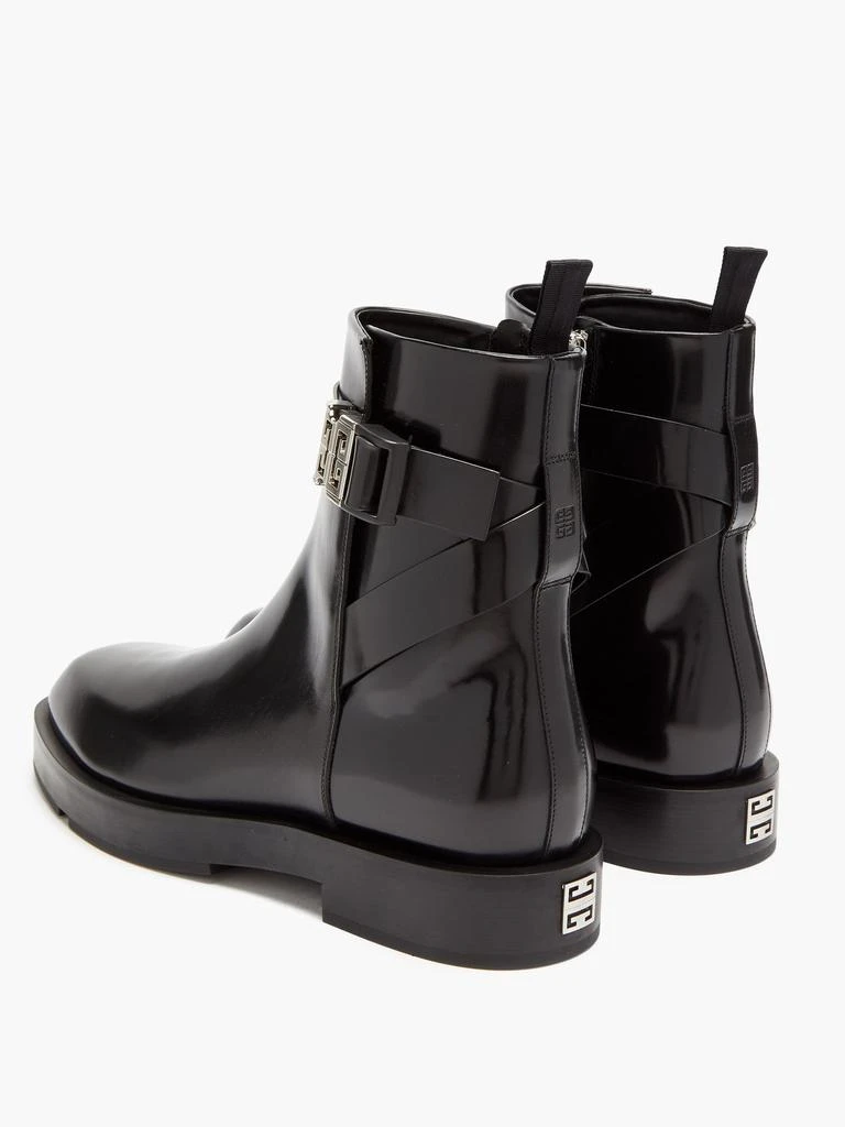 Square-toe leather ankle boots 商品