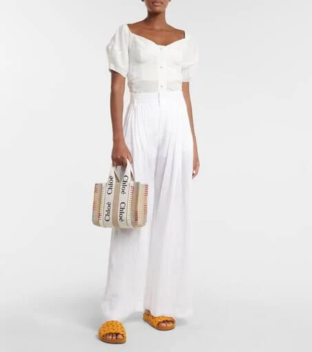 商品Chloé|Woody Small embroidered canvas tote,价格¥10424,第5张图片详细描述