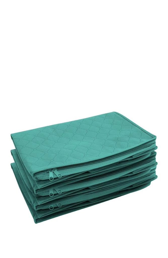 商品SORBUS|Foldable  Large Clear Window & Carry Handles Storage Bag Organizer - Pack of 3 - Teal,价格¥247,第3张图片详细描述