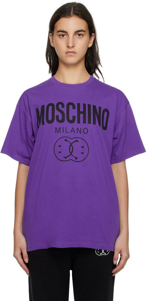 商品Moschino|Purple Smiley Edition Double Smiley T-Shirt,价格¥1455,第1张图片