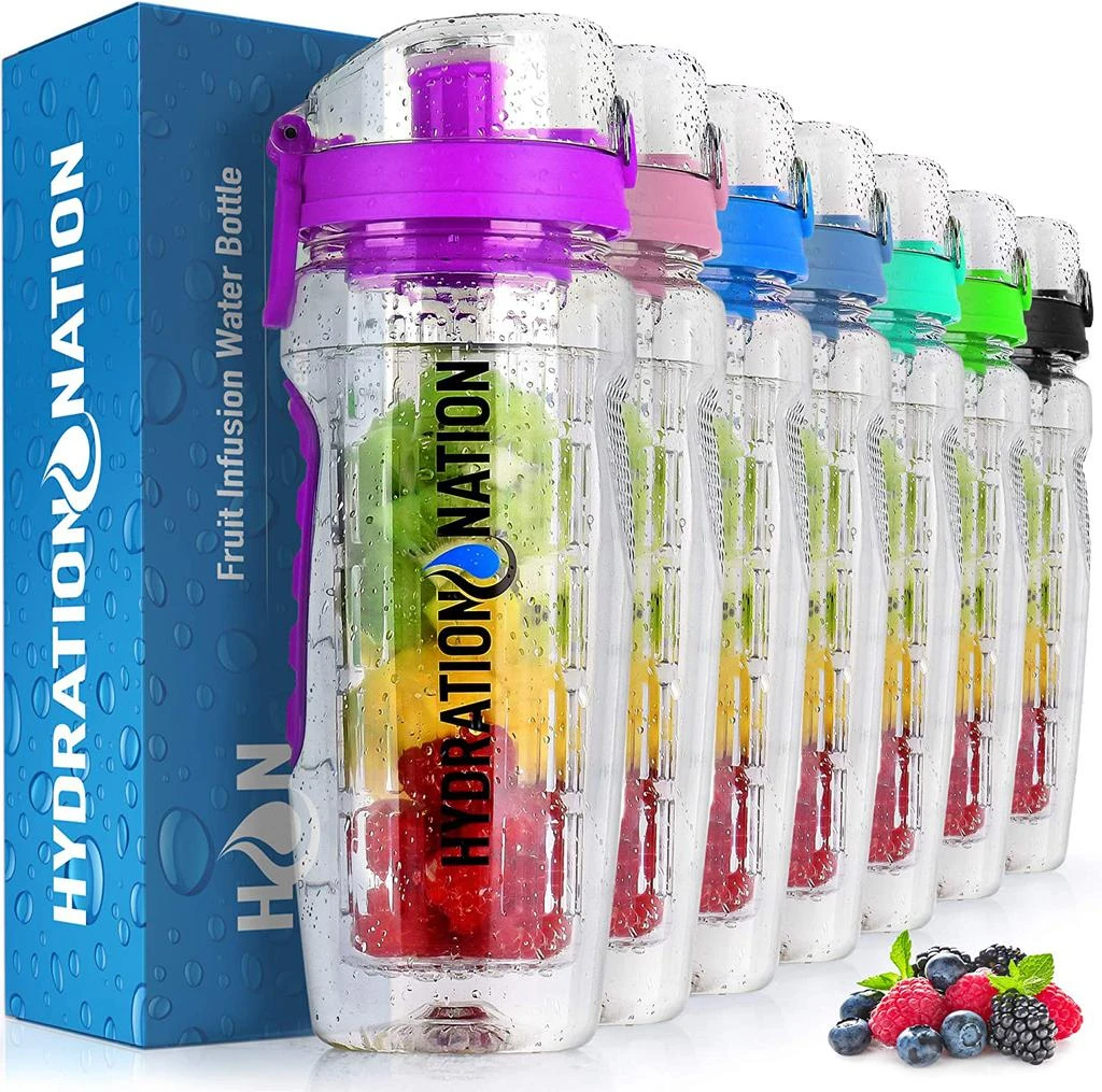 商品Zulay Kitchen|34oz Fruit Infuser Water Bottle - BPA Free Dual Non-Slip Grip and Flip Lid,价格¥247,第1张图片详细描述