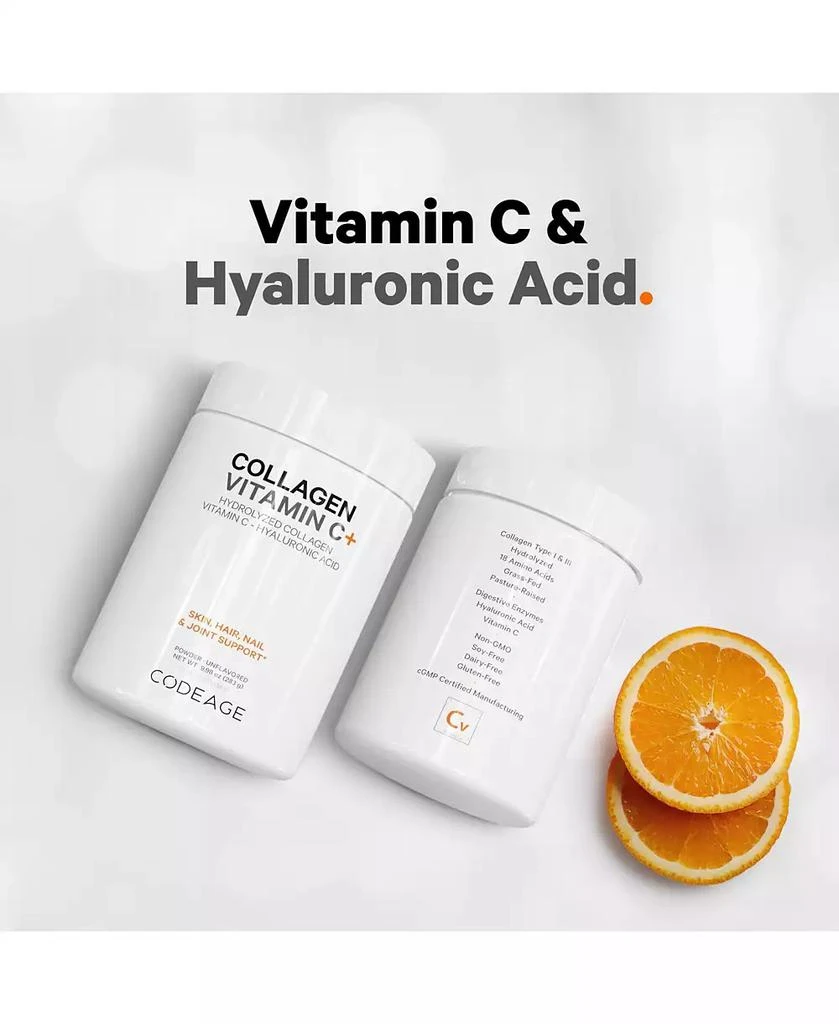 商品Codeage|Collagen Vitamin C+ Powder, Peptides Type 1 & 3 Grass-Fed Bovine, Enzymes, Hyaluronic Acid, 9.98 oz,价格¥202,第4张图片详细描述