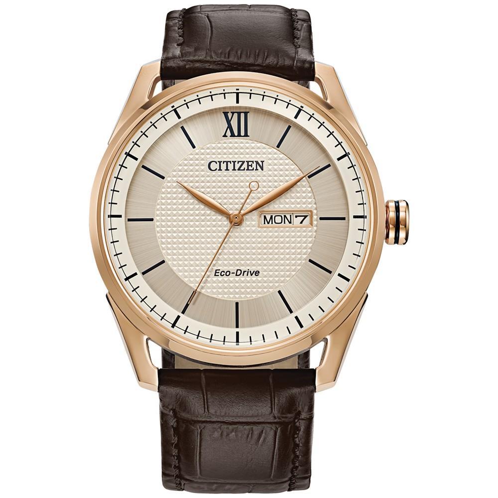 商品Citizen|Eco-Drive Men's Brown Leather Strap Watch 42mm,价格¥1179,第1张图片