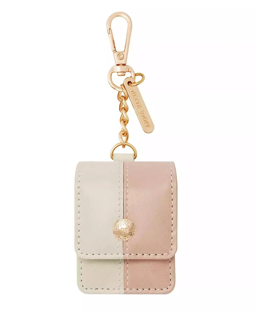 商品Anne Klein|Women's Blush Pink and Beige Faux Leather Case with Spring Clip designed for AirPods®,价格¥157,第1张图片