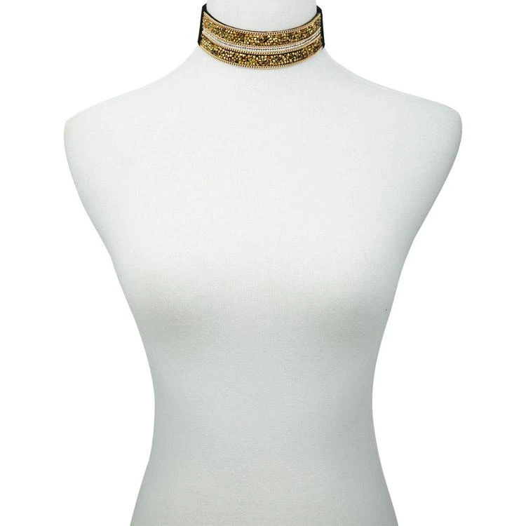 商品GUESS|Gold-Tone Pavé & Crystal Rock Faux Suede Choker Necklace,价格¥73,第2张图片详细描述