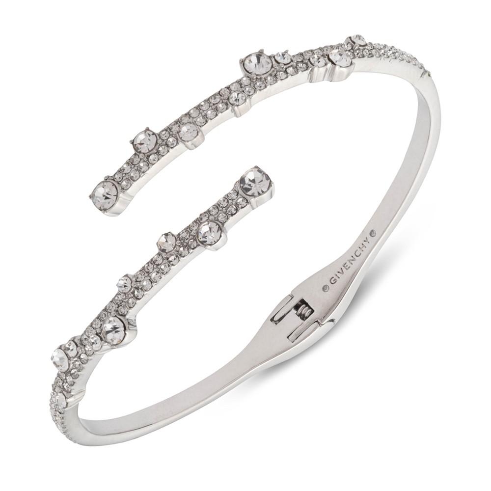 Silver-Tone Crystal Bypass Cuff Bracelet商品第1张图片规格展示