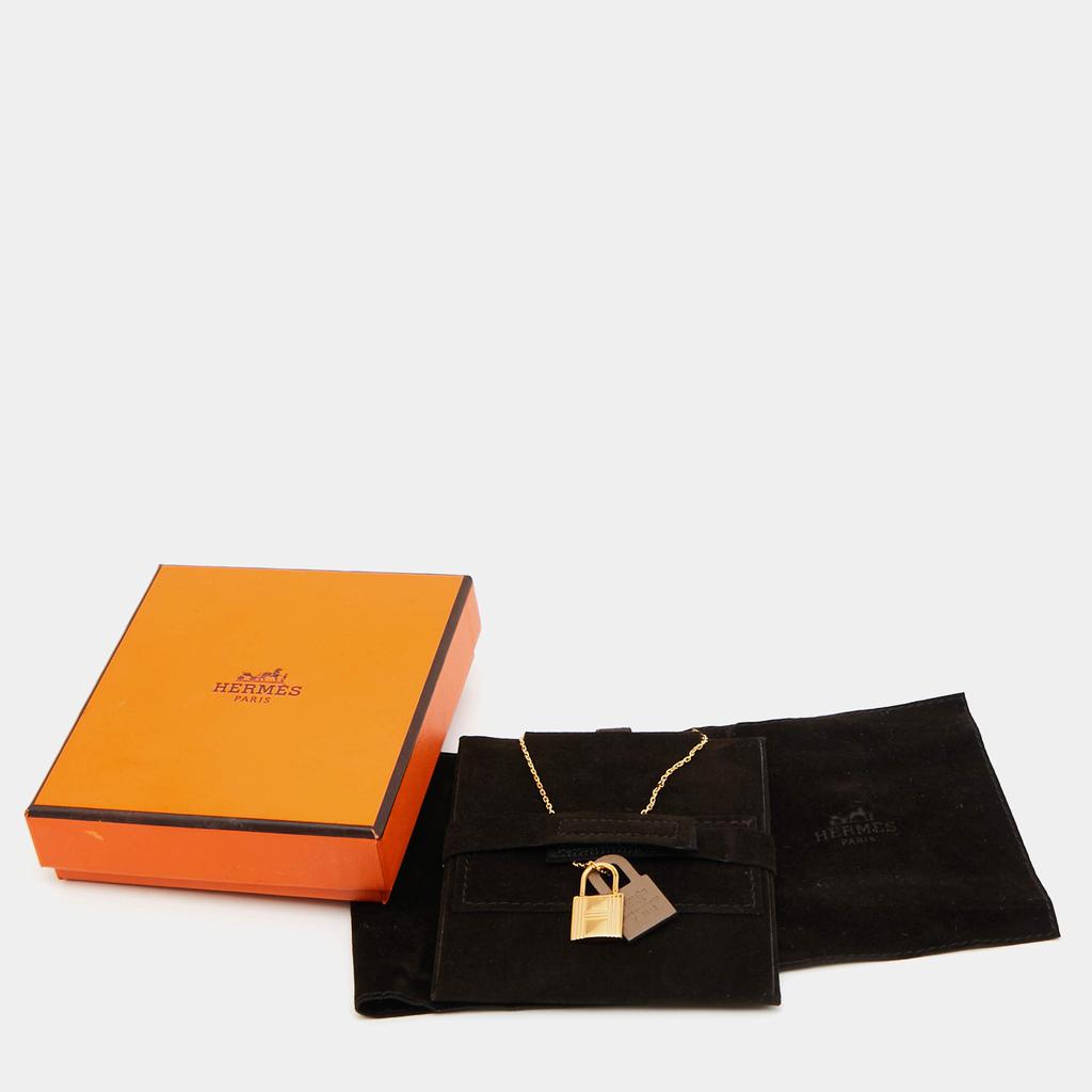 Hermès Gold Plated & Leather O'Kelly Pendant Necklace商品第6张图片规格展示