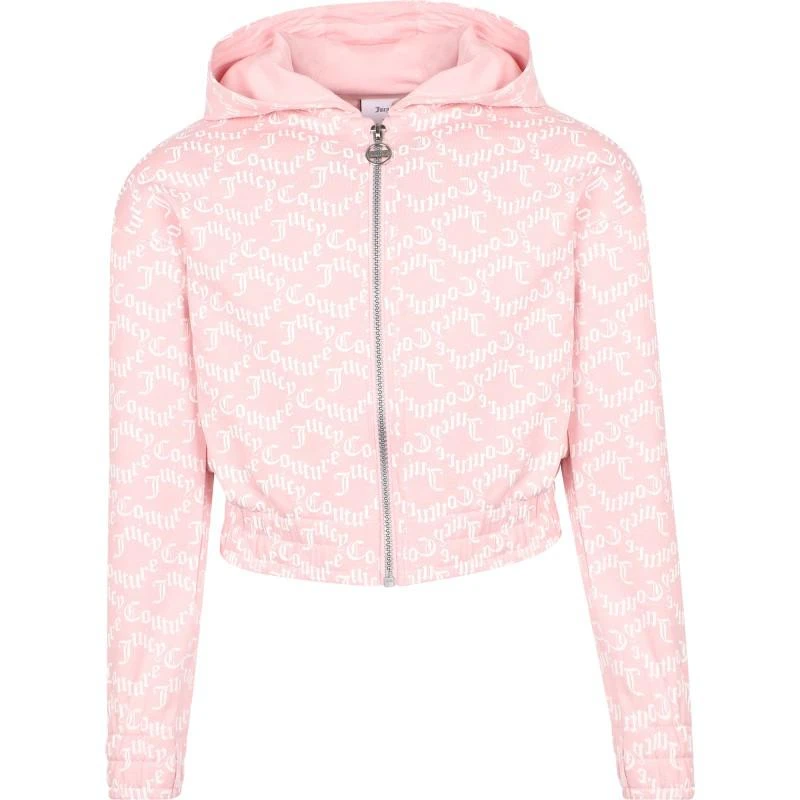 商品Juicy Couture|Hooded pink crop sweatshirt and sweatpants set with all over logo light print,价格¥1315,第2张图片详细描述