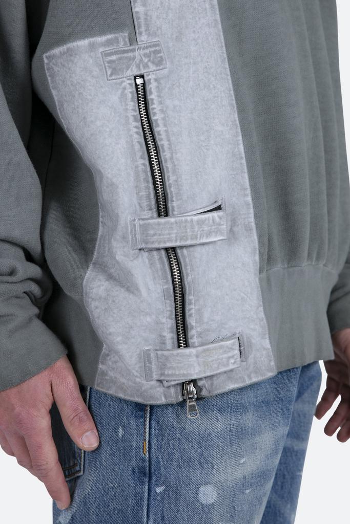 Single Zip Patched Hoodie - Grey商品第7张图片规格展示