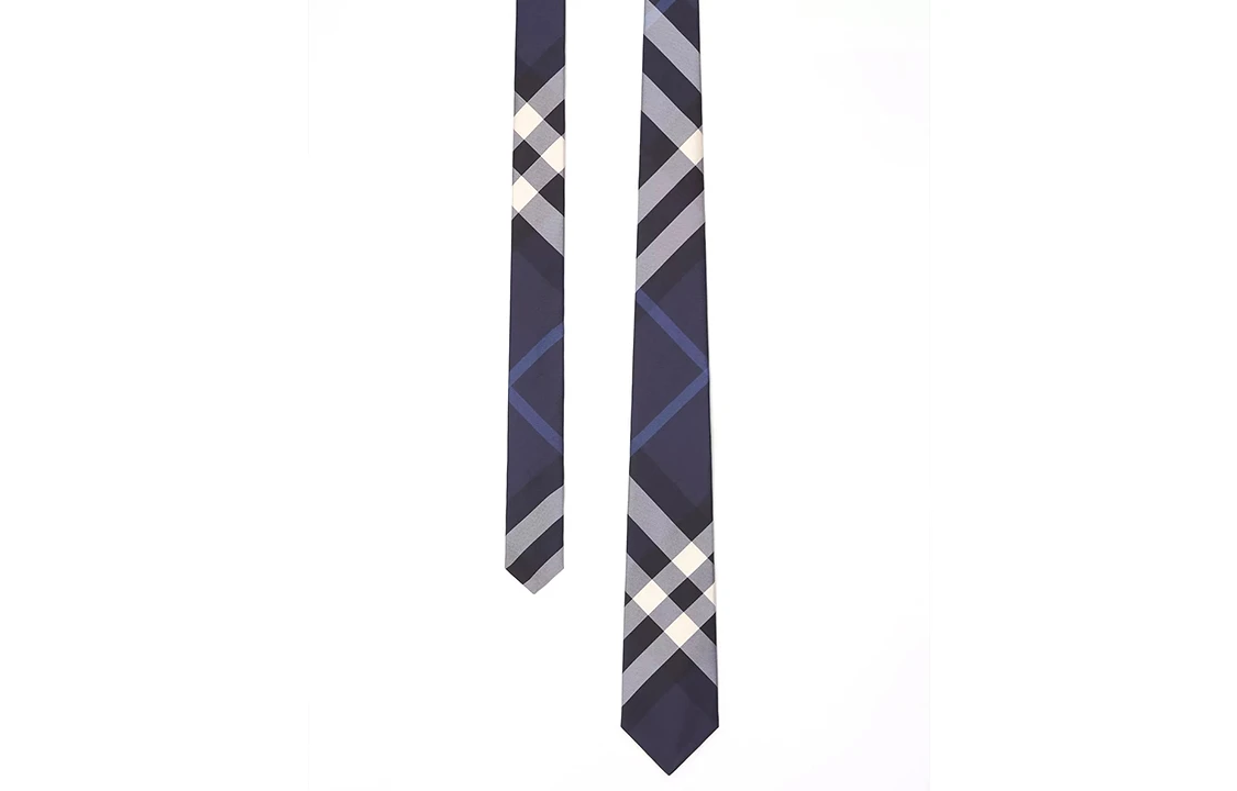 商品[国内直发] Burberry|[预售3天]博柏利 经典格纹领带 男款 蓝色 #,价格¥2354,第6张图片详细描述