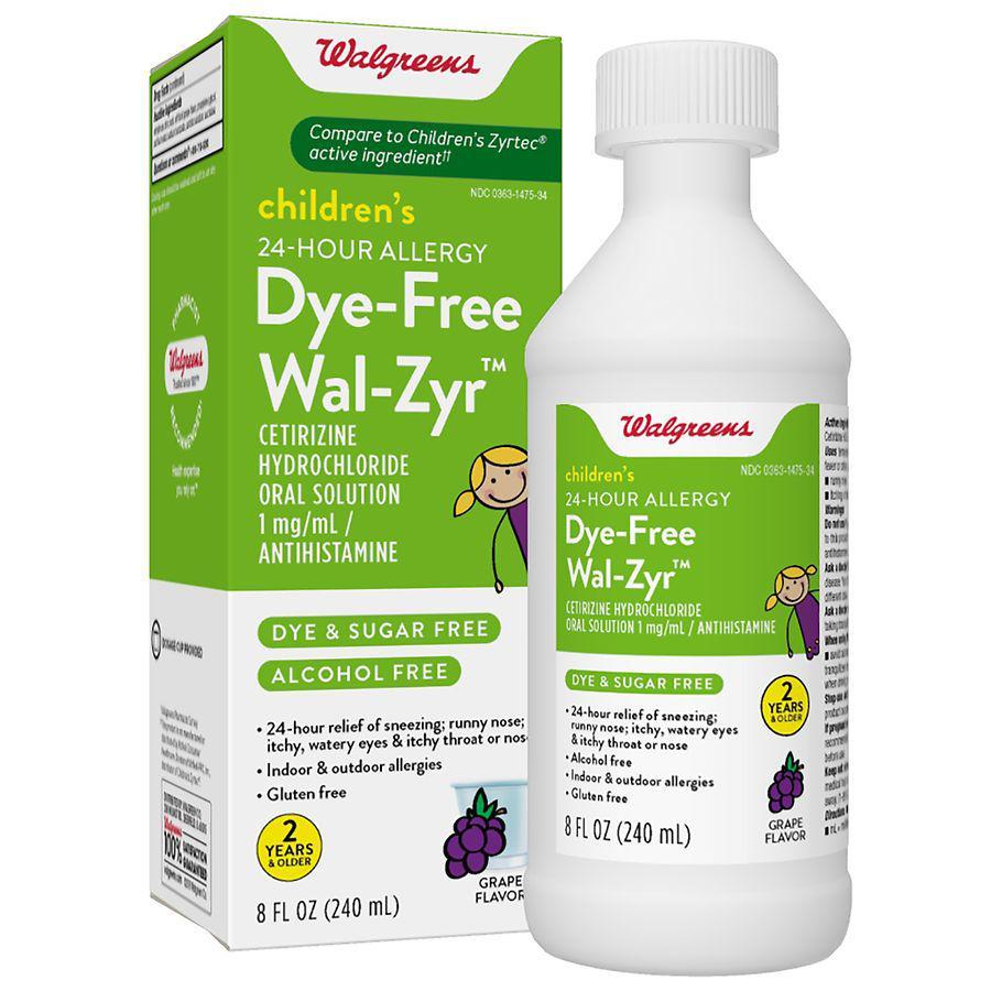 商品Walgreens|Cetirizine Hydrochloride All Day Allergy Oral Solution Grape,价格¥105,第5张图片详细描述