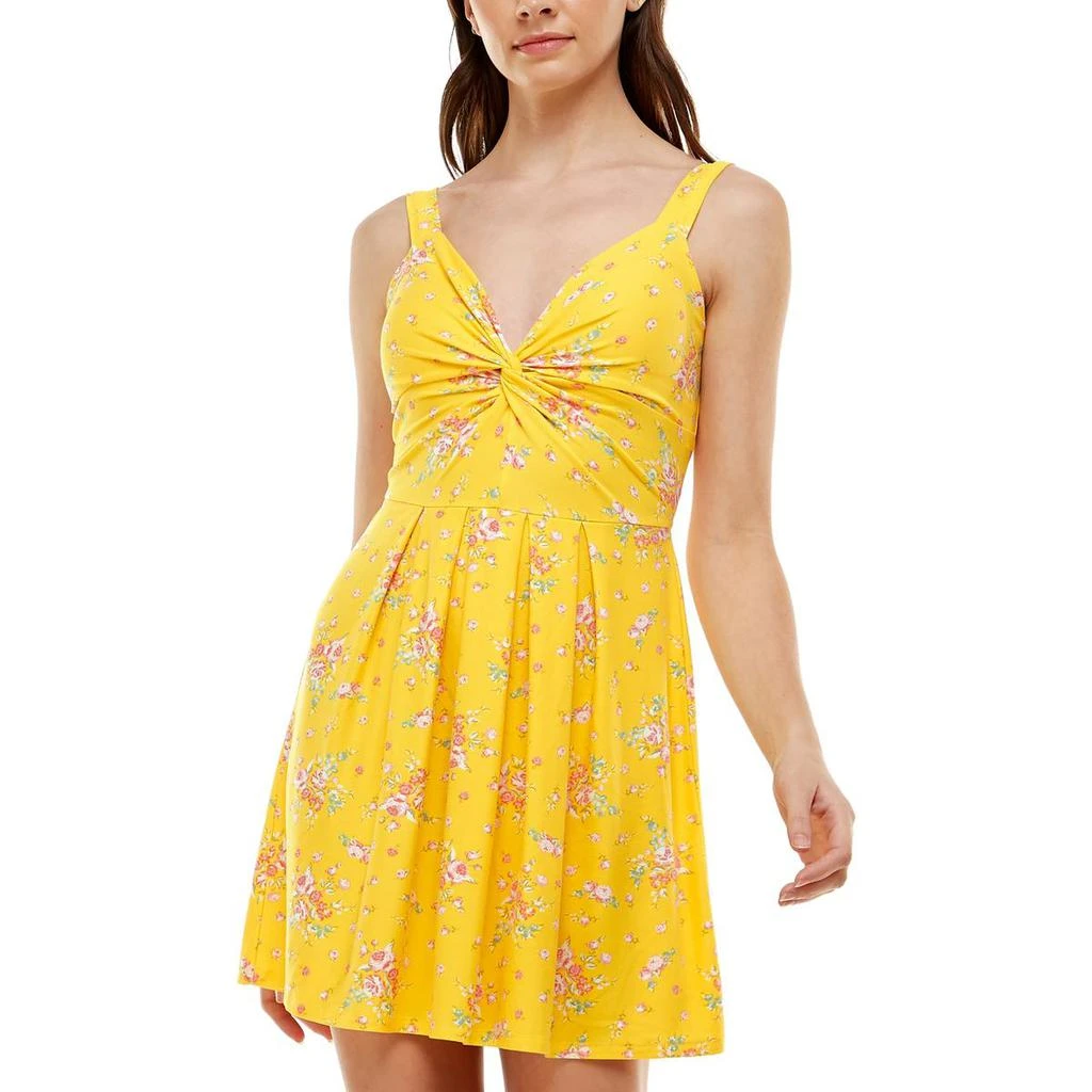 商品Planet Gold|Planet Gold Womens Juniors Floral Print Short Mini Dress,价格¥45-¥96,第1张图片