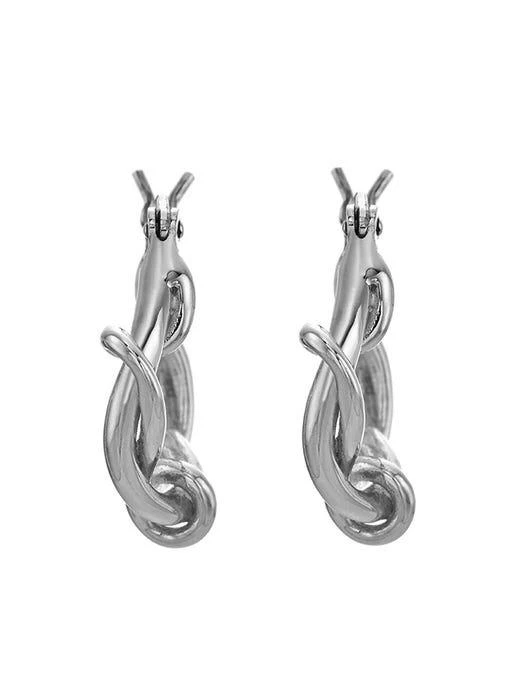 商品REALEESM|Silver Twist Hoop Earring_Silver,价格¥711,第2张图片详细描述
