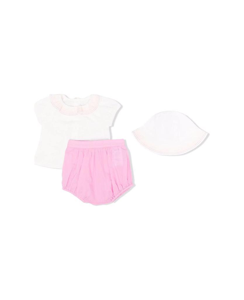 商品Chloé|Baby White And Fuchsia Gift Set With Three Pieces: T-shirt, Shorst And Hat,价格¥1296,第1张图片