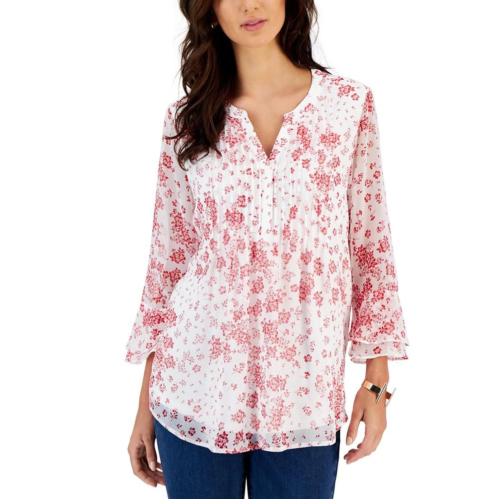 商品Charter Club|Petite Printed Ruffled Blouse, Created for Macy's,价格¥266,第1张图片