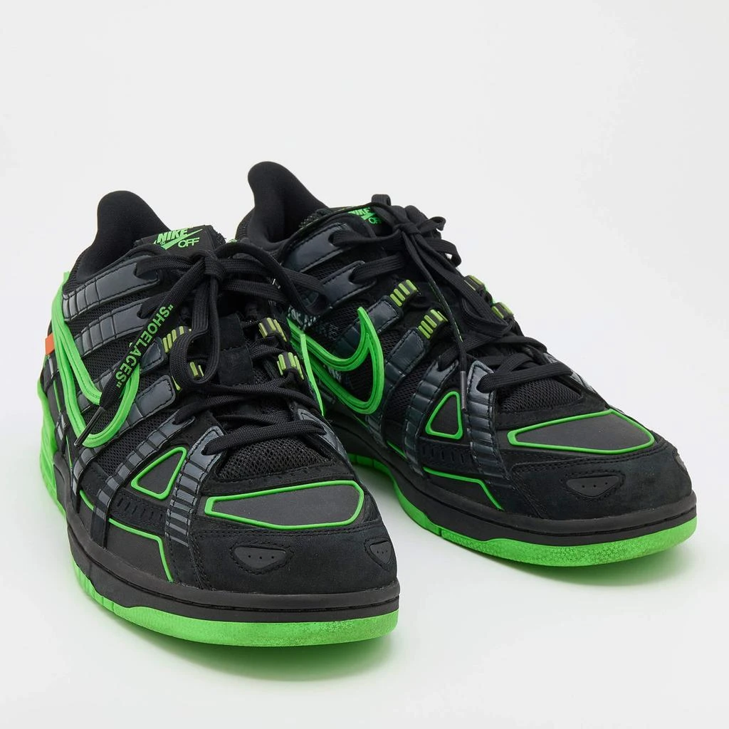 商品[二手商品] Off-White|Off-White x Nike Black/Green Mesh and Leather Rubber Dunk Sneakers Size 46,价格¥2963,第4张图片详细描述