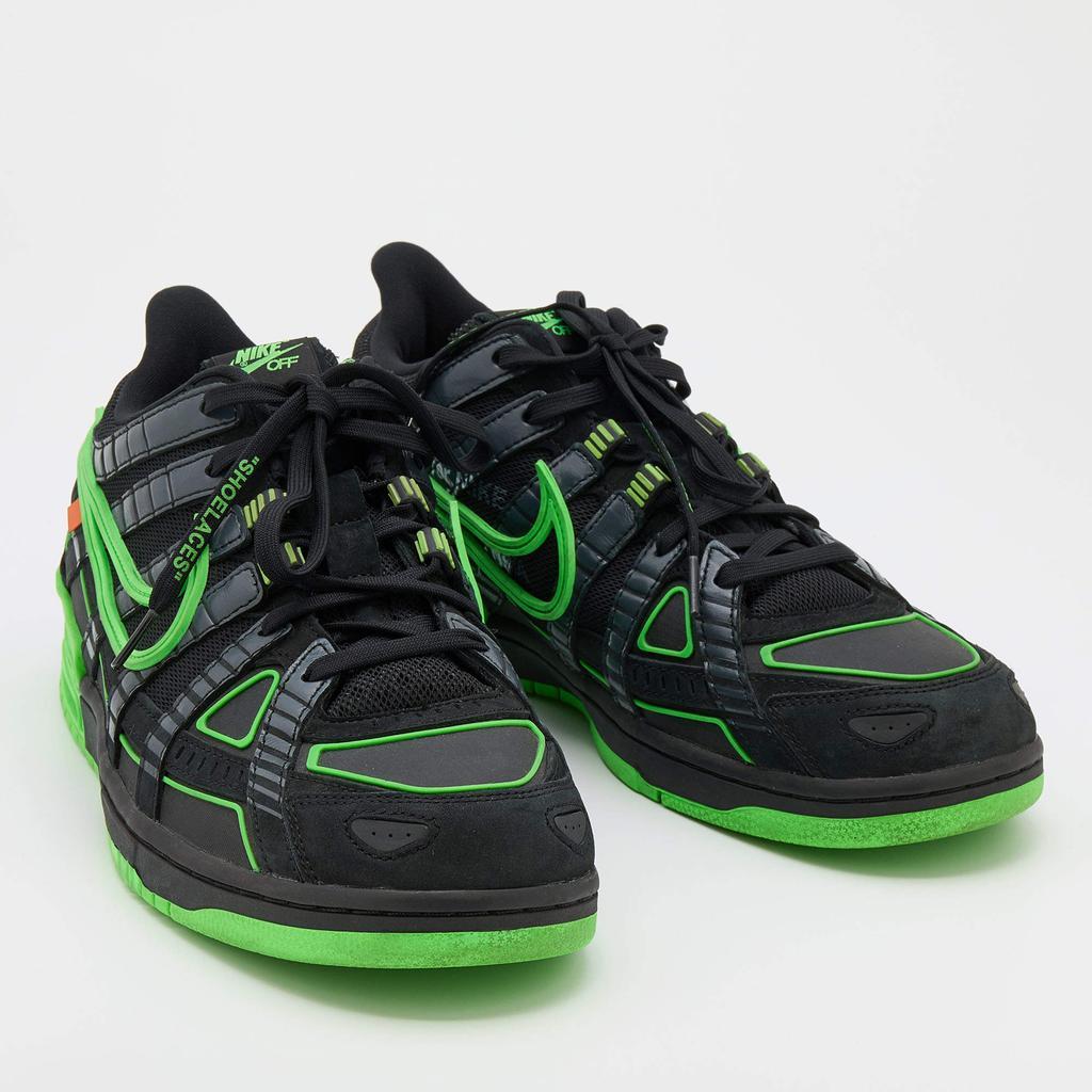 商品[二手商品] Off-White|Off-White x Nike Black/Green Mesh and Leather Rubber Dunk Sneakers Size 46,价格¥3282,第6张图片详细描述