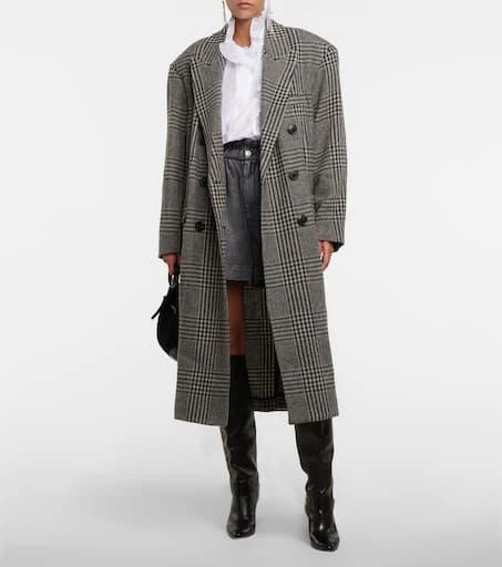 商品Isabel Marant|Checked double-breasted wool coat,价格¥4790,第2张图片详细描述