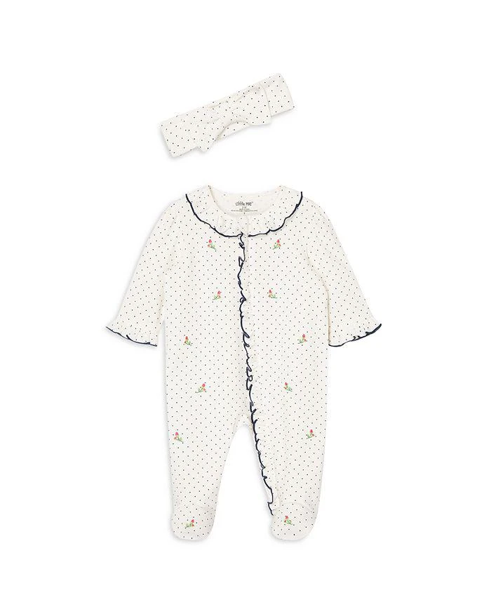 商品Little Me|Girls' Dotted Rosebud Footie & Headband Set - Baby,价格¥113,第1张图片